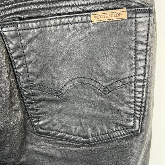 Vintage Washable Black Leather High Waisted Straight Leg Pants Size 26 - Picture 13 of 16